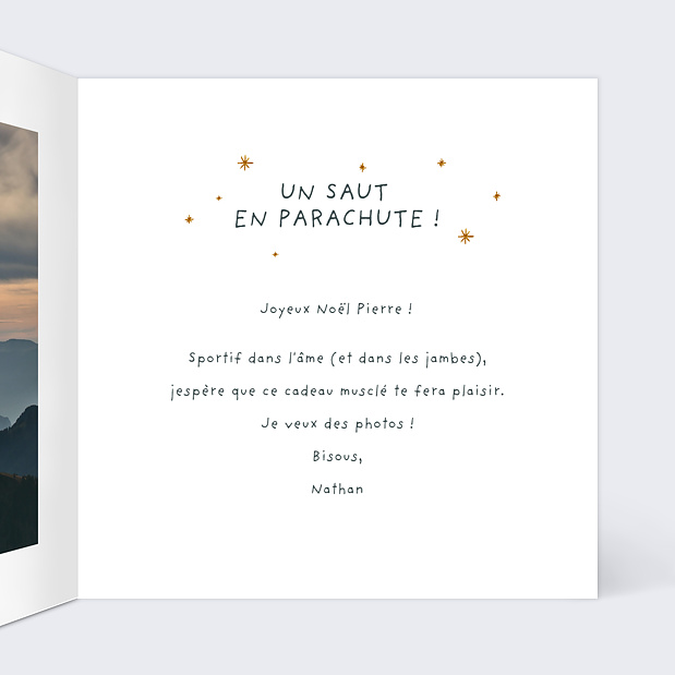 Carte de Noël Bon Pour Parachute Intérieur Droit