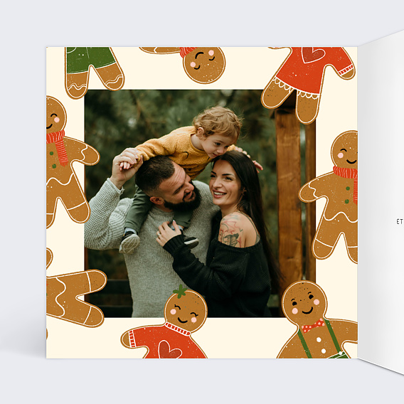 Carte de Noël Famille Pain d'Epices Intérieur Gauche