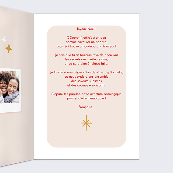 Carte de Noël Bon Pour dégustation Intérieur Droit