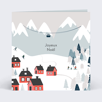 Carte de Noël  Village de Montagne