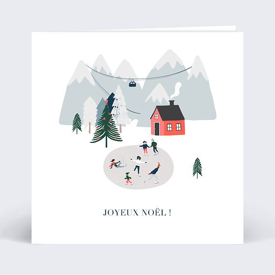 Carte de Noël  Patinoire Recto