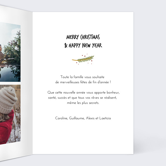 Carte de Noël Chaussettes sur Branche de Houx Intérieur Droit