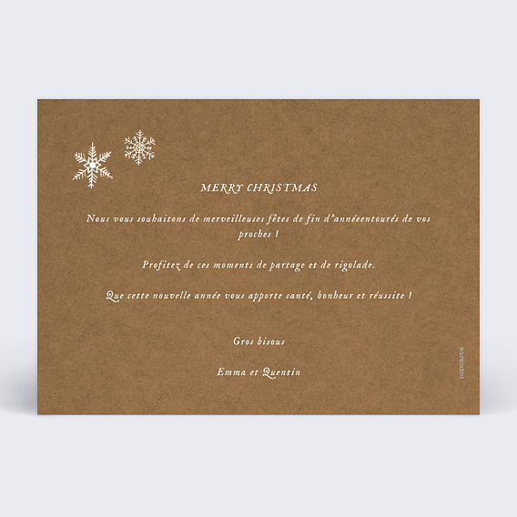 Carte de Noël  Flocons d’hiver  Verso