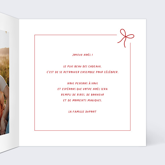 Carte de Noël Cadeau ruban photos