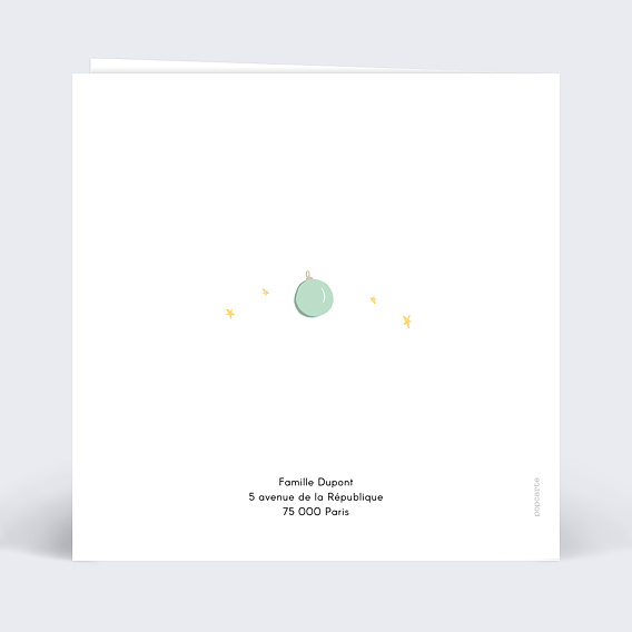 Carte de Noël  Petites boules colorées Verso