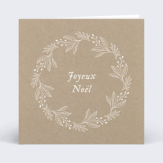 Carte de Noël Couronne kraft