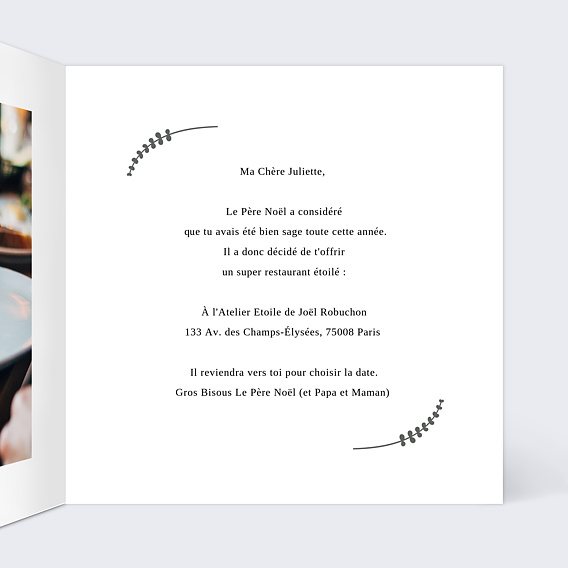 Carte de Noël  Carte Cadeau  Intérieur Droit