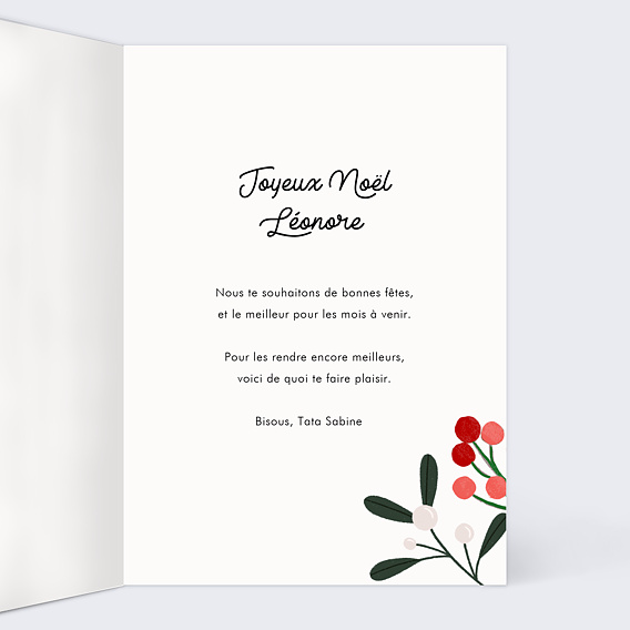 Carte de Noël  Enveloppe Intérieur Droit