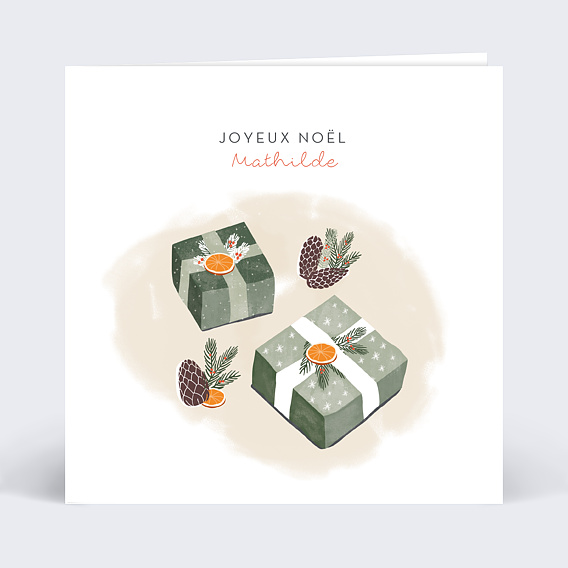 Carte de Noël  Cadeaux sous le Sapin Recto