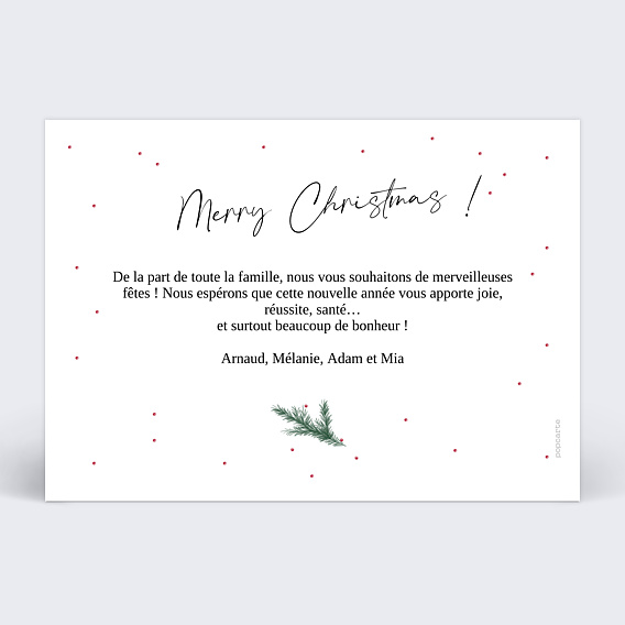 Carte de Noël  Cèdre Verso