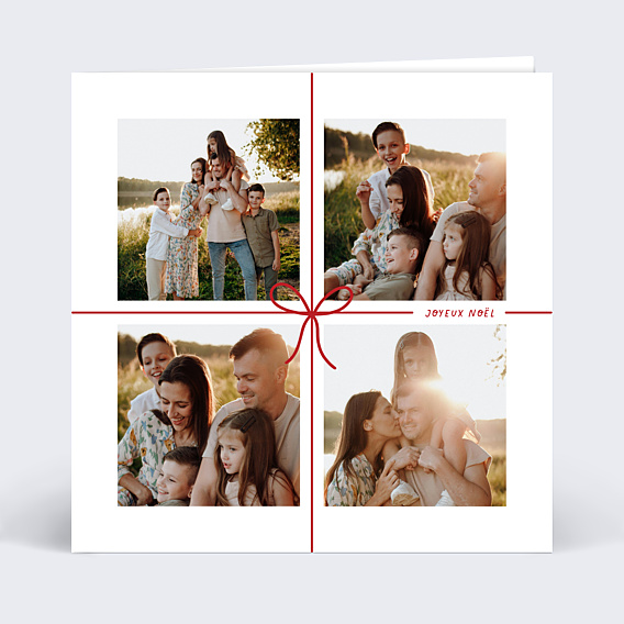 Carte de Noël  Cadeau ruban photos
