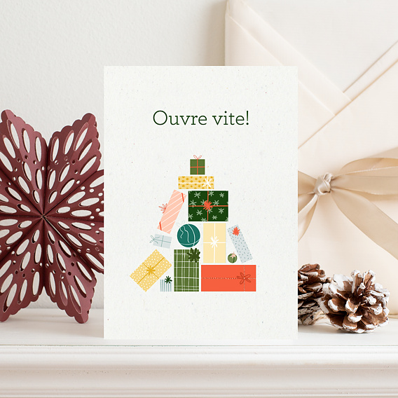 Carte de Noël  Sapin en Cadeaux Après 4