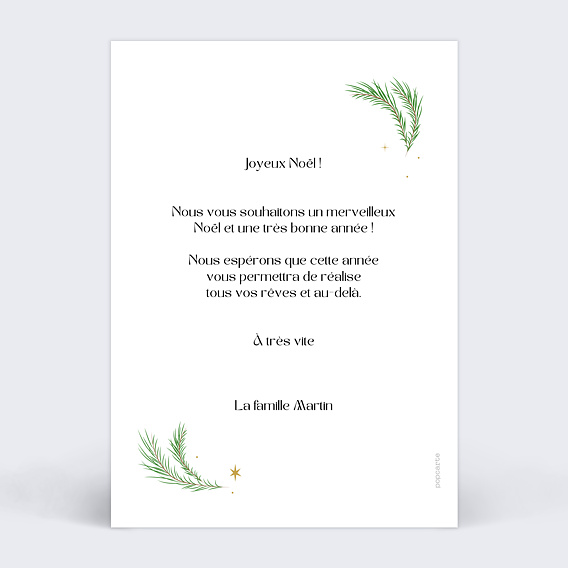 Carte de Noël  Famille Sapin Verso