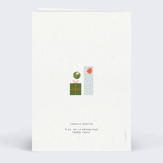 Carte de Noël  Sapin en Cadeaux Verso