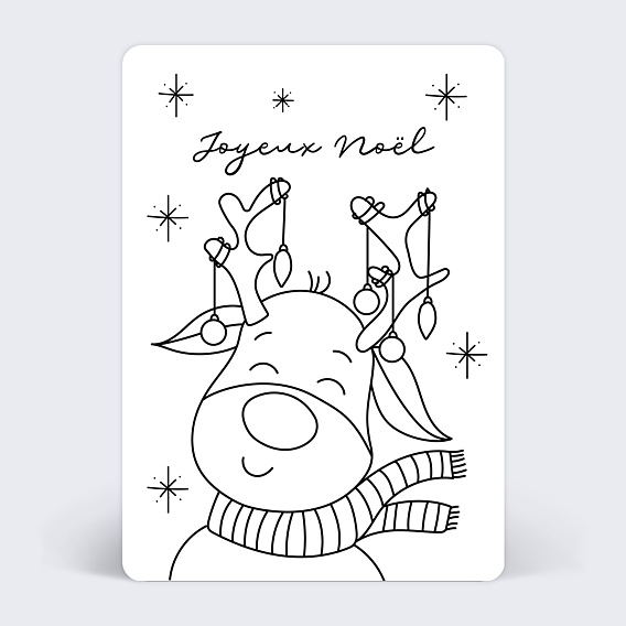 Carte de Noël Coloriage Renne Recto
