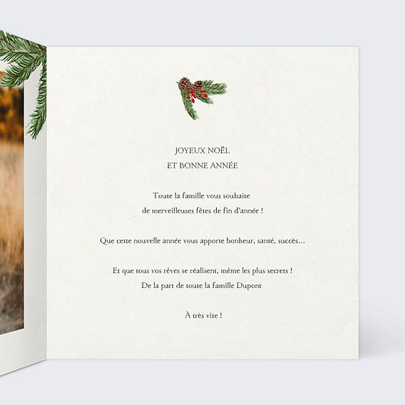 Carte de Noël  Joli Brin Intérieur Droit