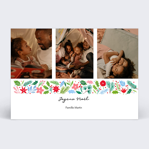 Carte de Noël  Frise Coloré Recto