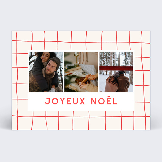 Carte de Noël  Plaid Rouge Recto