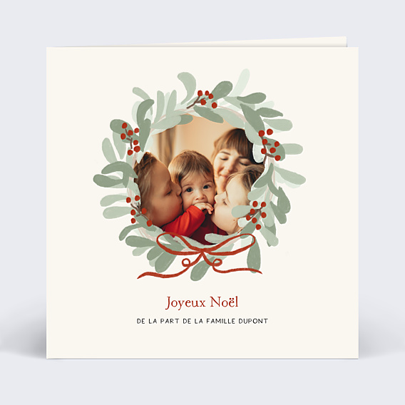 Carte de Noël Couronne avec Noeud
