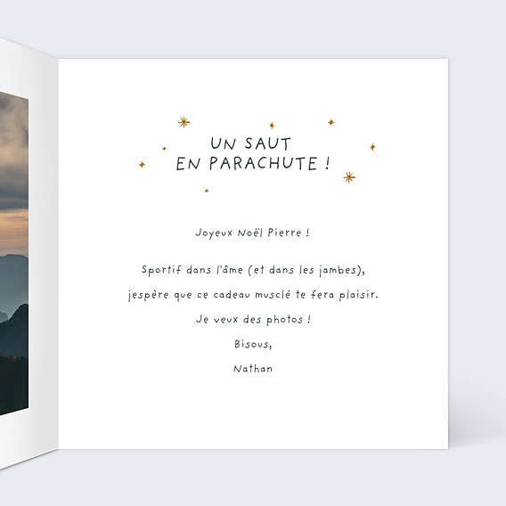 Carte de Noël  Bon Pour Parachute  Intérieur Droit
