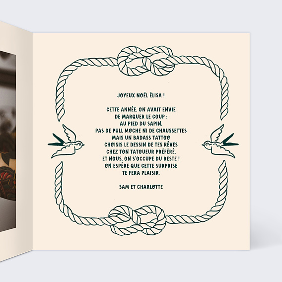 Carte de Noël  Bon pour un tatouage Intérieur Droit