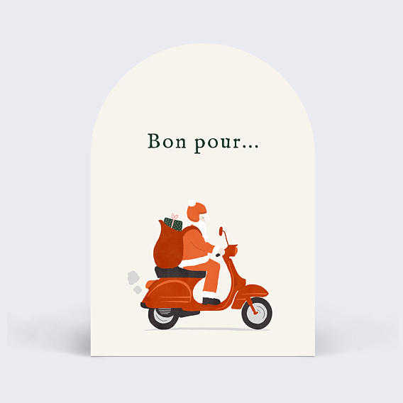 Carte de Noël Bon pour mobylette