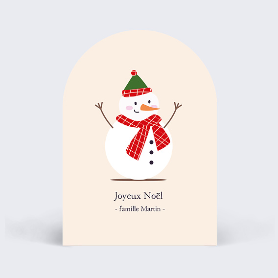 Carte de Noël Bonhomme de neige Heureux