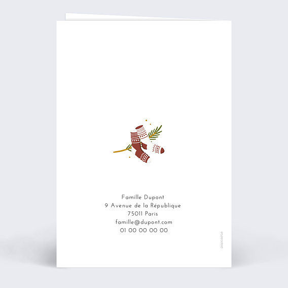 Carte de Noël Chaussettes sur Branche de Houx Verso