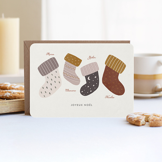 Carte de Noël  Famille chaussettes Après 4