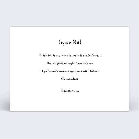Carte de Noël Joyeux Noël Verso