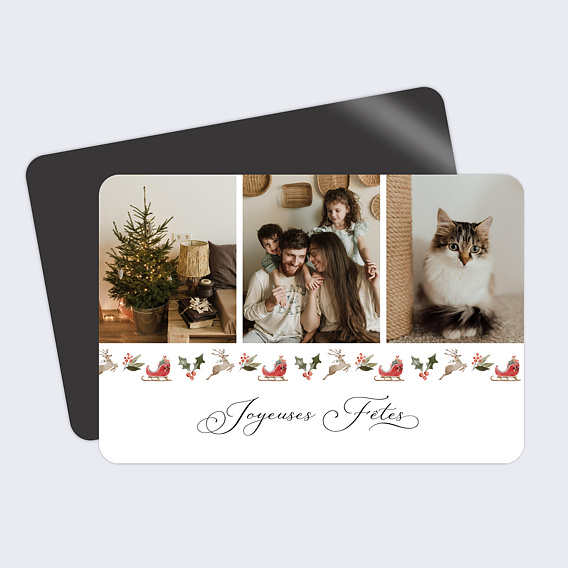 Carte de Noël Frise Traineau