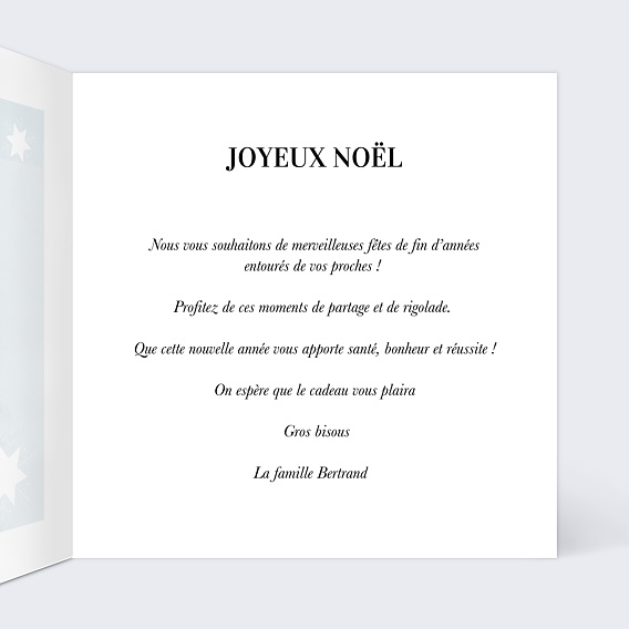 Carte de Noël Étiquette Flocon Intérieur Droit