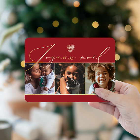 Carte de Noël  Multiphotos Rouge Après 4