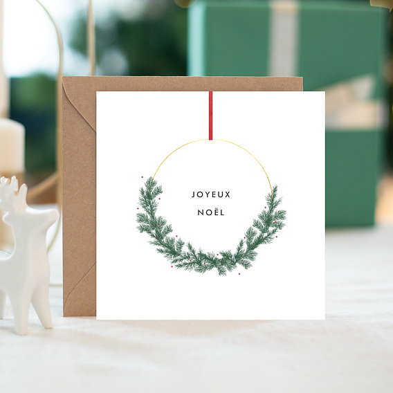 Carte de Noël Couronne Suspendue Après 4