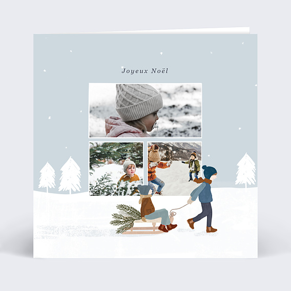 Carte de Noël Petit Traineau
