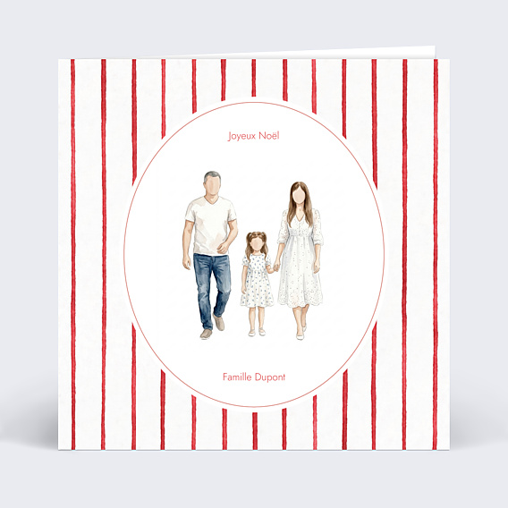 Carte de Noël Votre portrait en aquarelle aligné