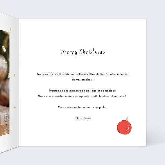 Carte de Noël  Petites boules colorées Intérieur Droit