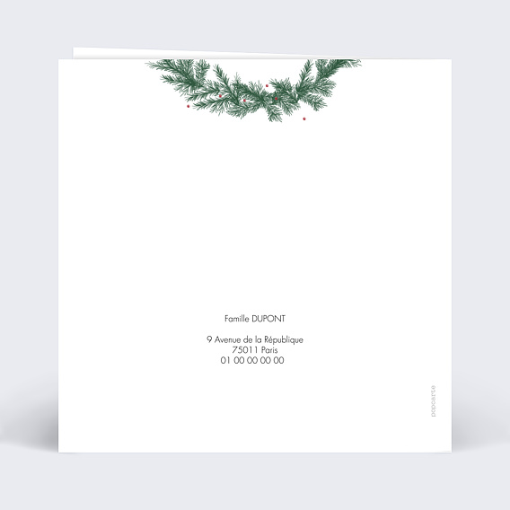 Carte de Noël Couronne Suspendue Verso