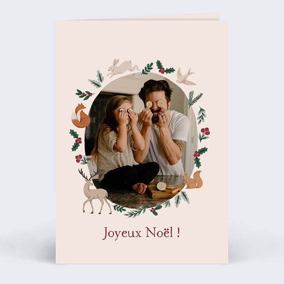 Carte de Noël  Animaux Forêt