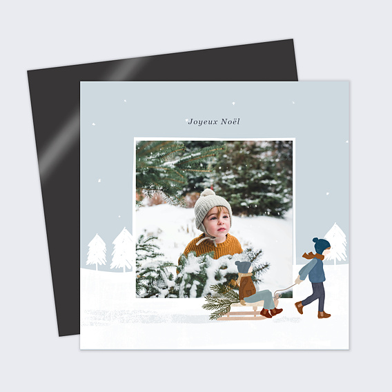 Carte de Noël  Petit Traineau