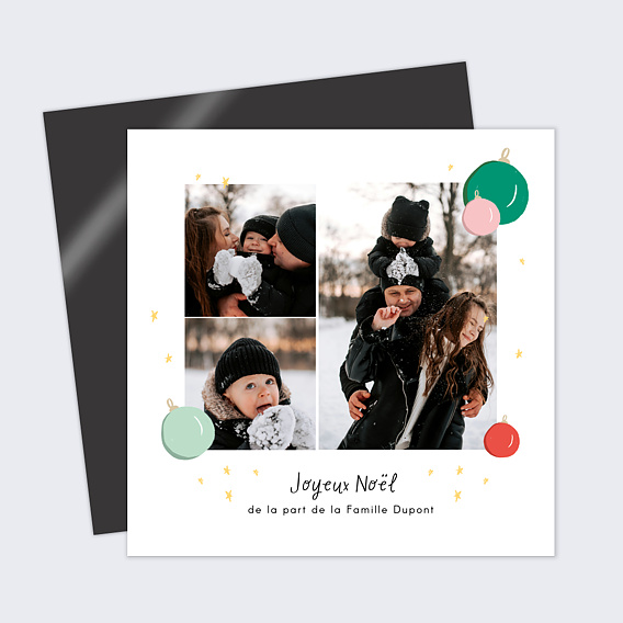 Carte de Noël Petites boules colorées