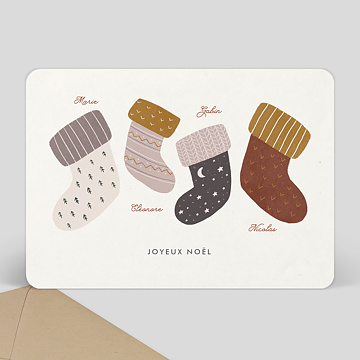 Carte de Noël Famille chaussettes