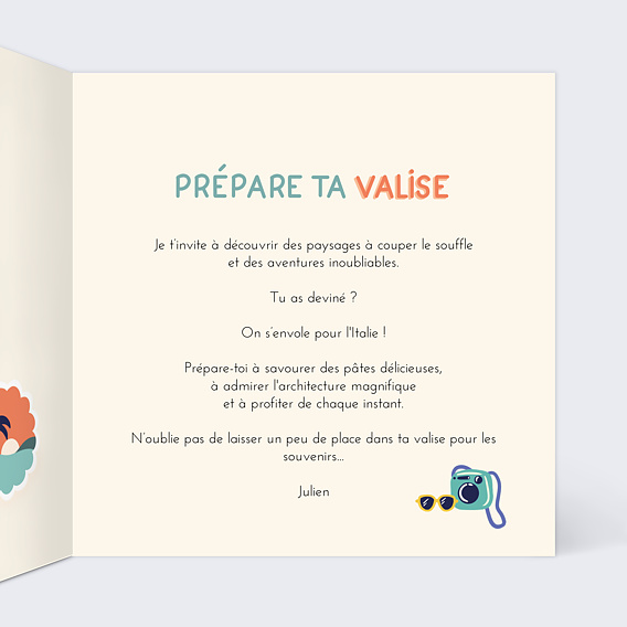 Carte de Noël  Prépare ta valise Intérieur Droit