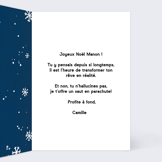 Carte de Noël  Saut En Parachute Intérieur Droit