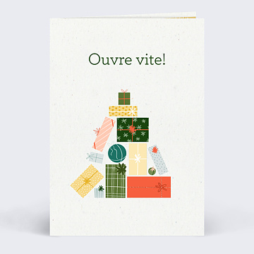 Carte de Noël  Sapin en Cadeaux