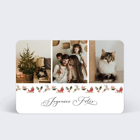 Carte de Noël Frise Traineau