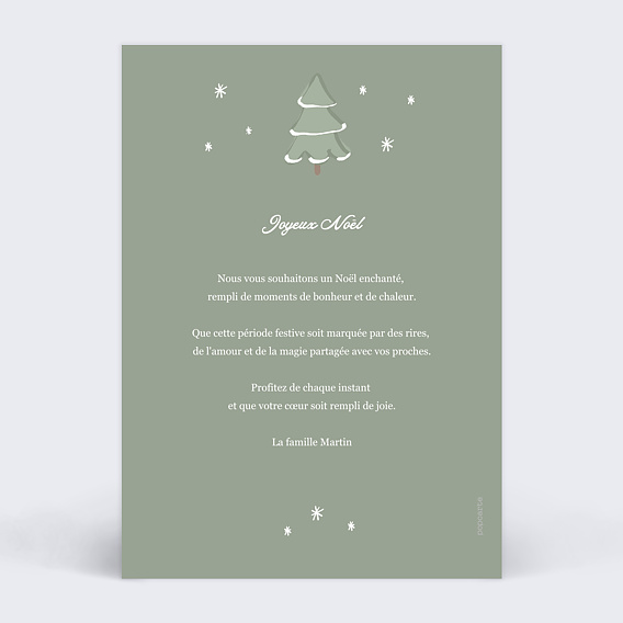 Carte de Noël  Étiquette Sapin Verso
