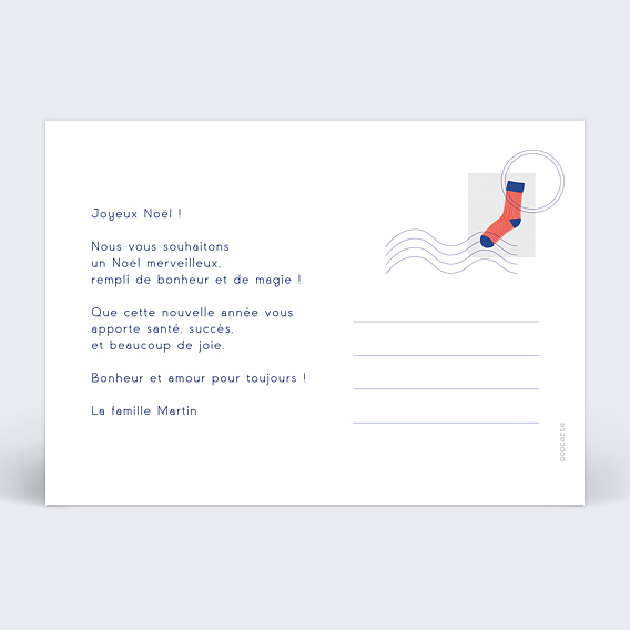 Carte de Noël Vêtements d'hiver Verso