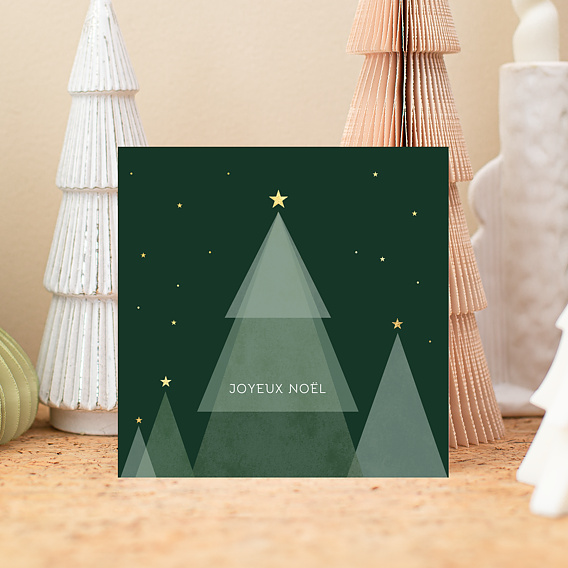 Carte de Noël avec enveloppe, carré, vert clair