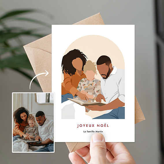 Carte de Noël Votre photo en illustration minimaliste